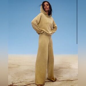 Cult Gaia Tan Hoodie and Wide Leg Pants Set